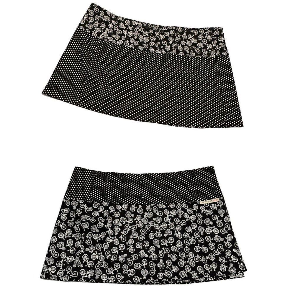 Sweet Spot Bicycle Polka Dot Reversible Mini Micro Skirt Adjustable Waist Active